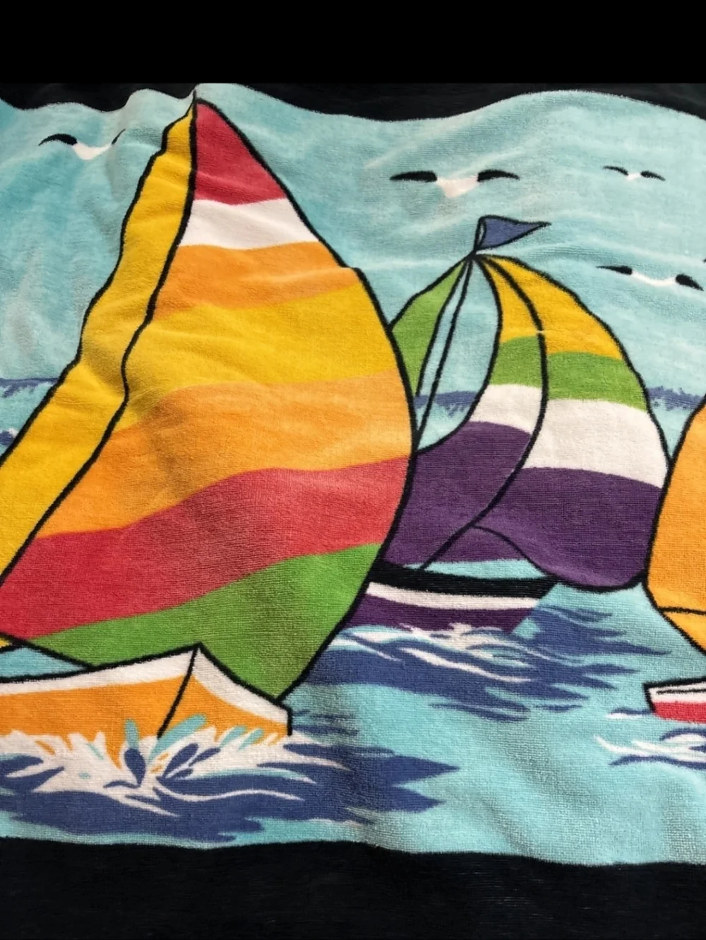 Multicolor Sailboat Print Beach Towel
